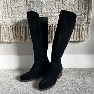 Lucky Brand Black Suede Heeled Boots